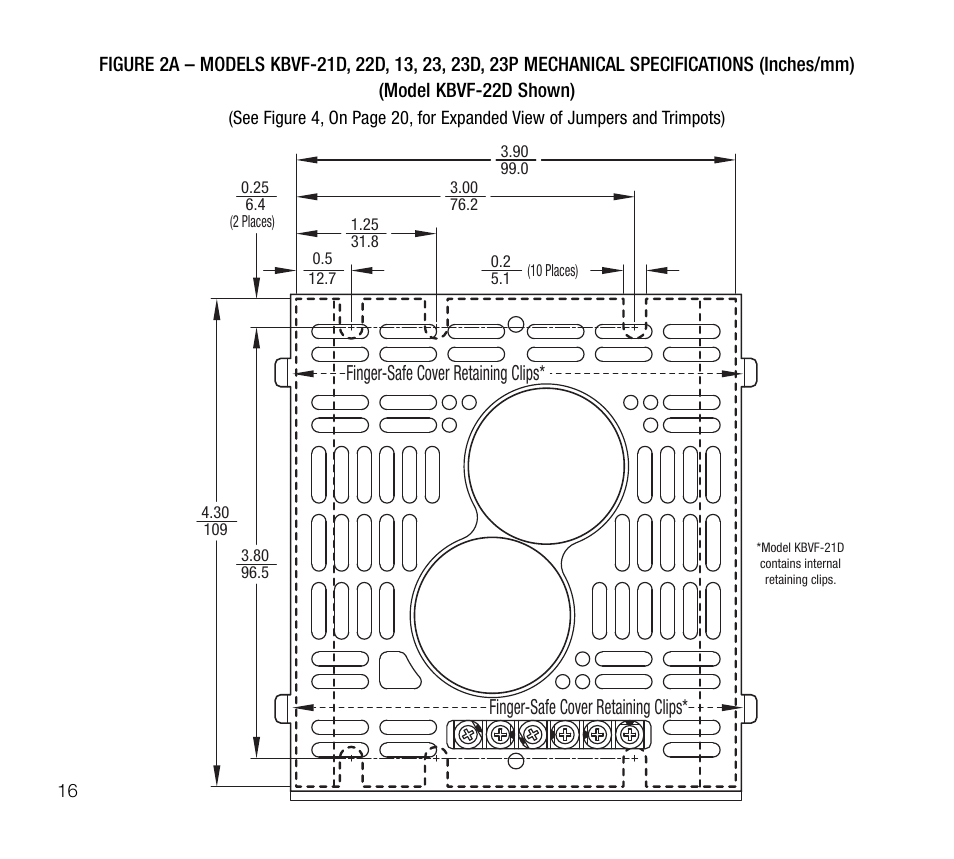 Finger-safe cover retaining clips | KB Electronics KBVF-23P User Manual | Page 16 / 45