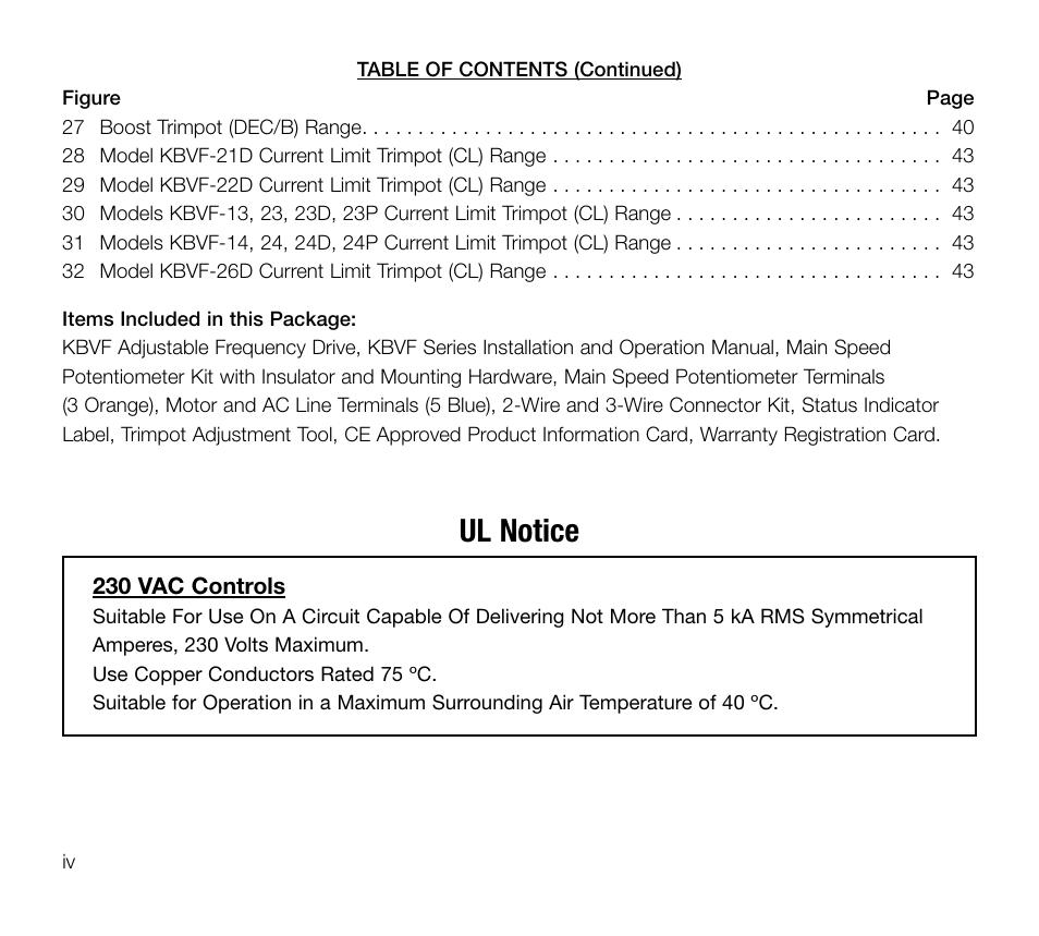 Ul notice | KB Electronics KBVF-23P User Manual | Page 4 / 45