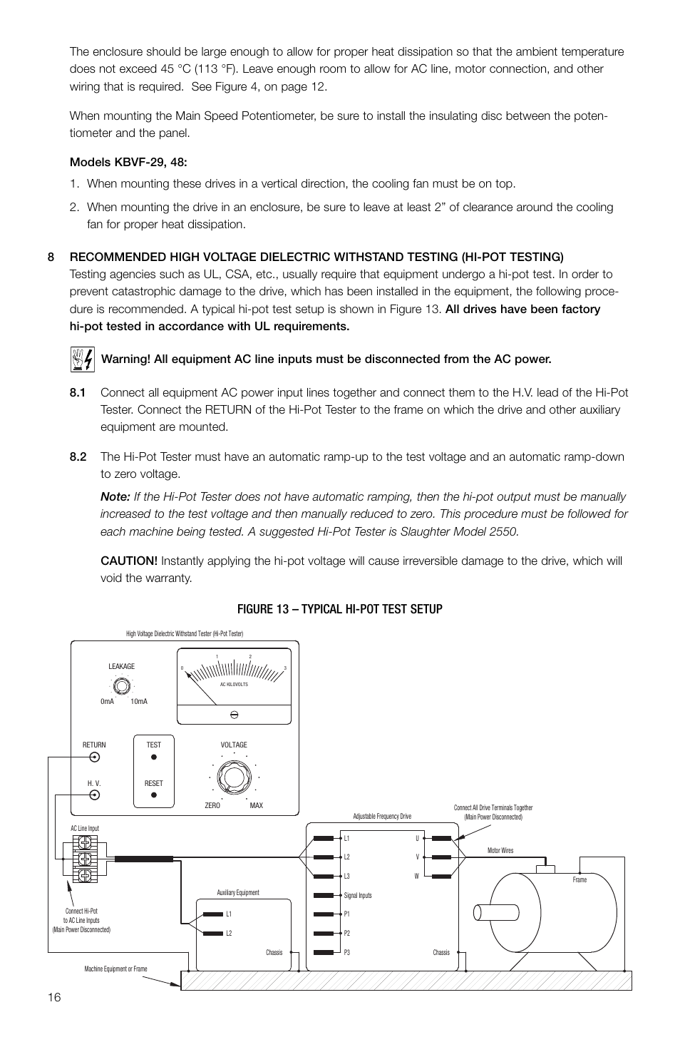 Figure 13 – typical hi-pot test setup | KB Electronics KBVF-48 User Manual | Page 16 / 29