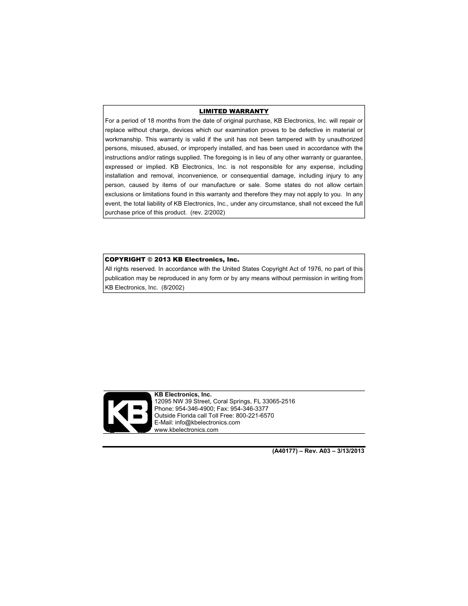 KB Electronics KBDF-48 User Manual | Page 72 / 73