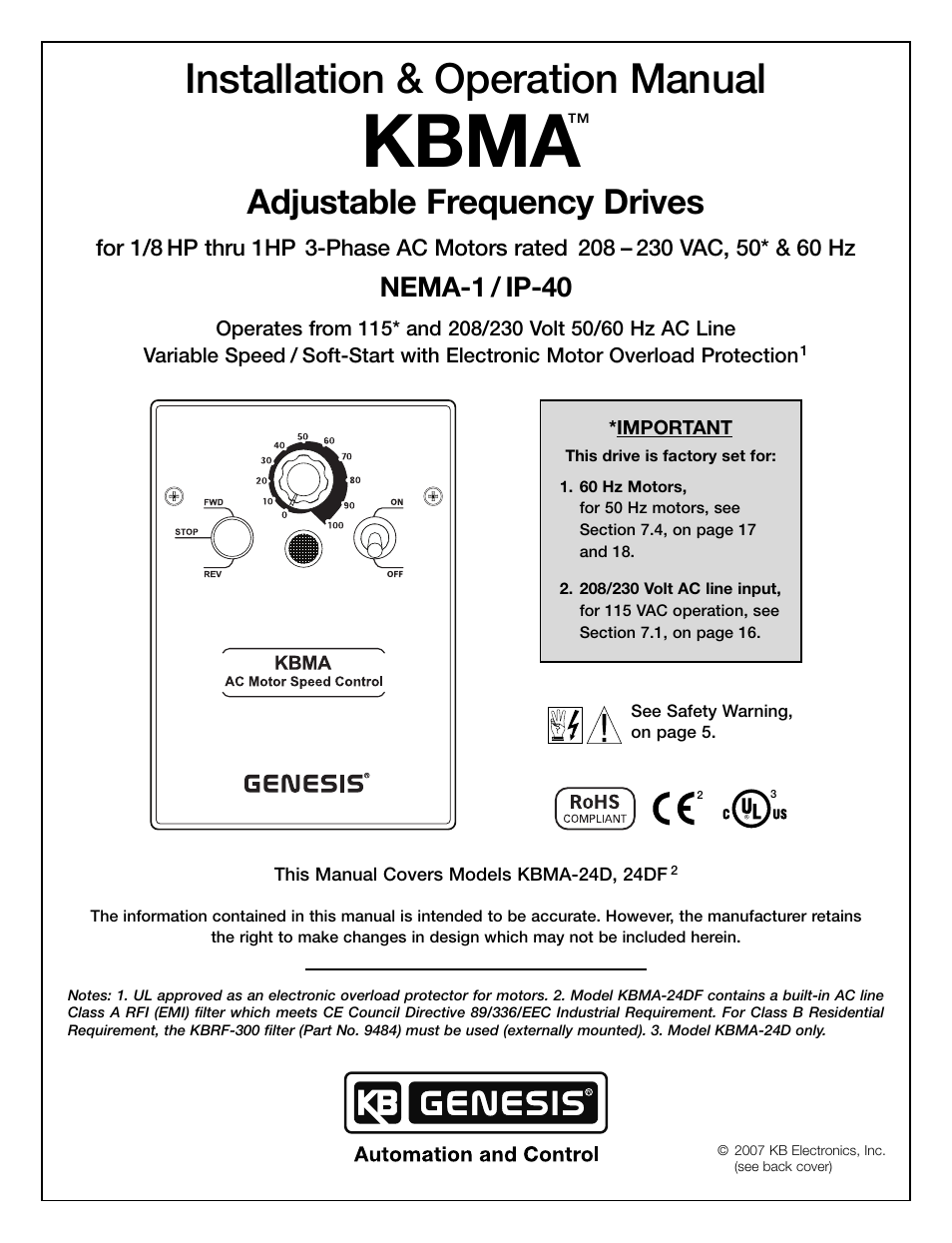 KB Electronics KBMA-24DF User Manual | 25 pages