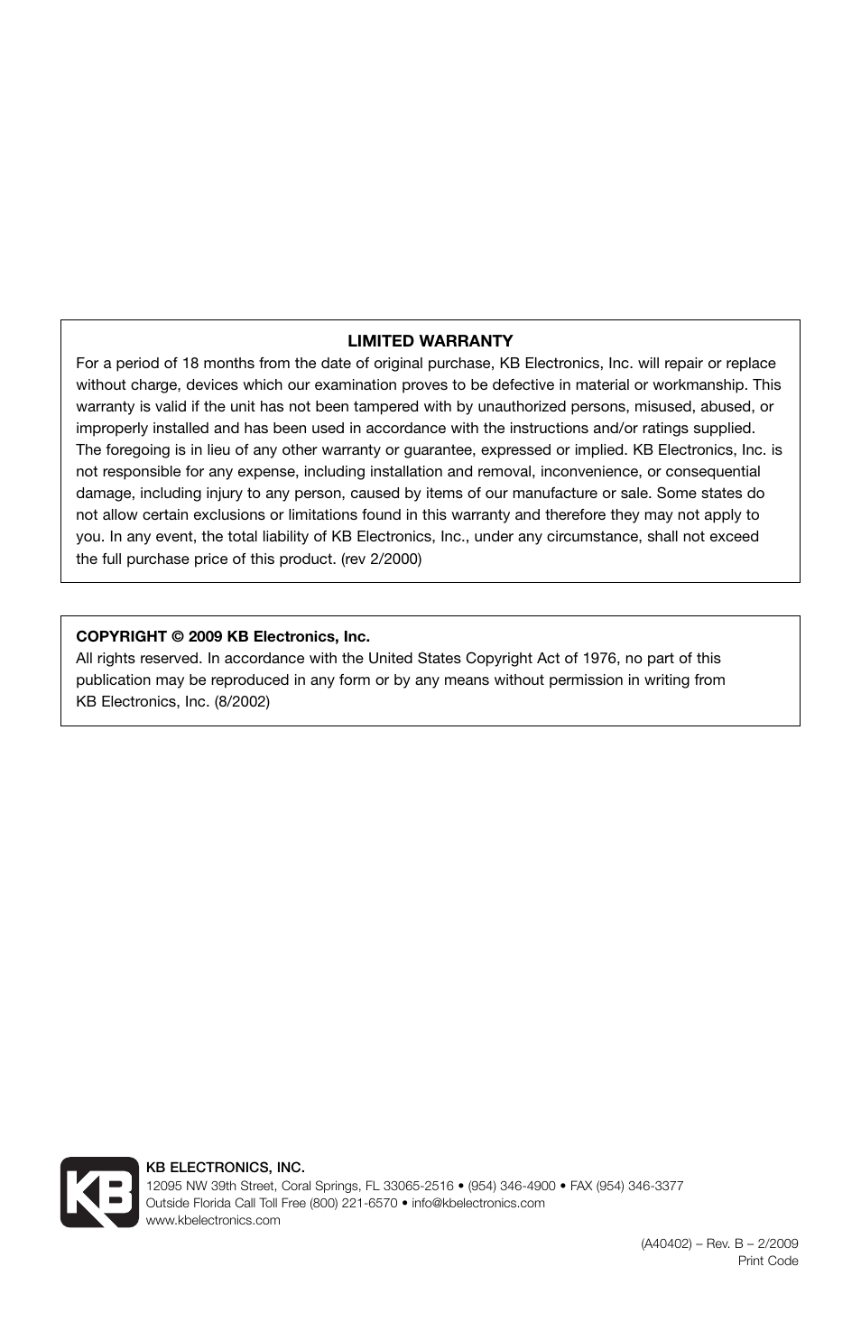 KB Electronics KBDA-29 (1P) User Manual | Page 57 / 57
