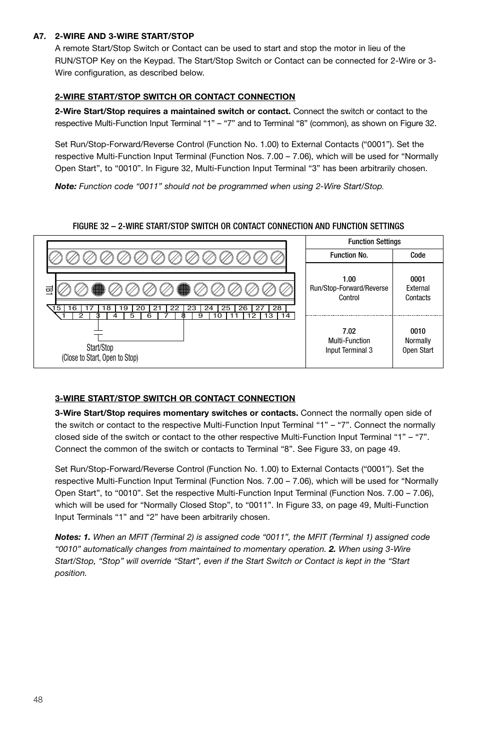 Start/stop, Close to start, open to stop) | KB Electronics KBDA-42 User Manual | Page 49 / 57