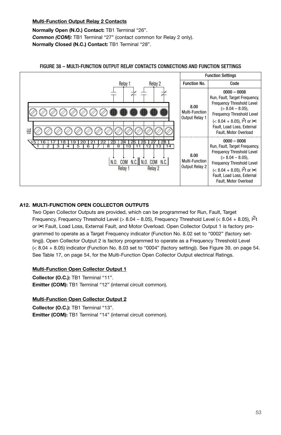 Tb1 relay 1, N.c. com, Relay 2 com n.c | Relay 1 relay 2 | KB Electronics KBDA-42 User Manual | Page 54 / 57