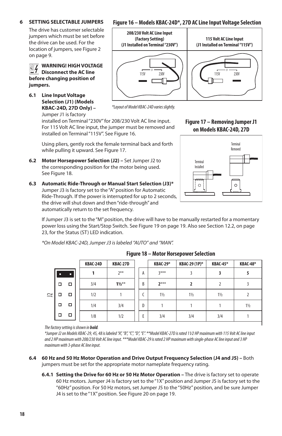 Figure 18 – motor horsepower selection | KB Electronics KBAC-48 User Manual | Page 18 / 28