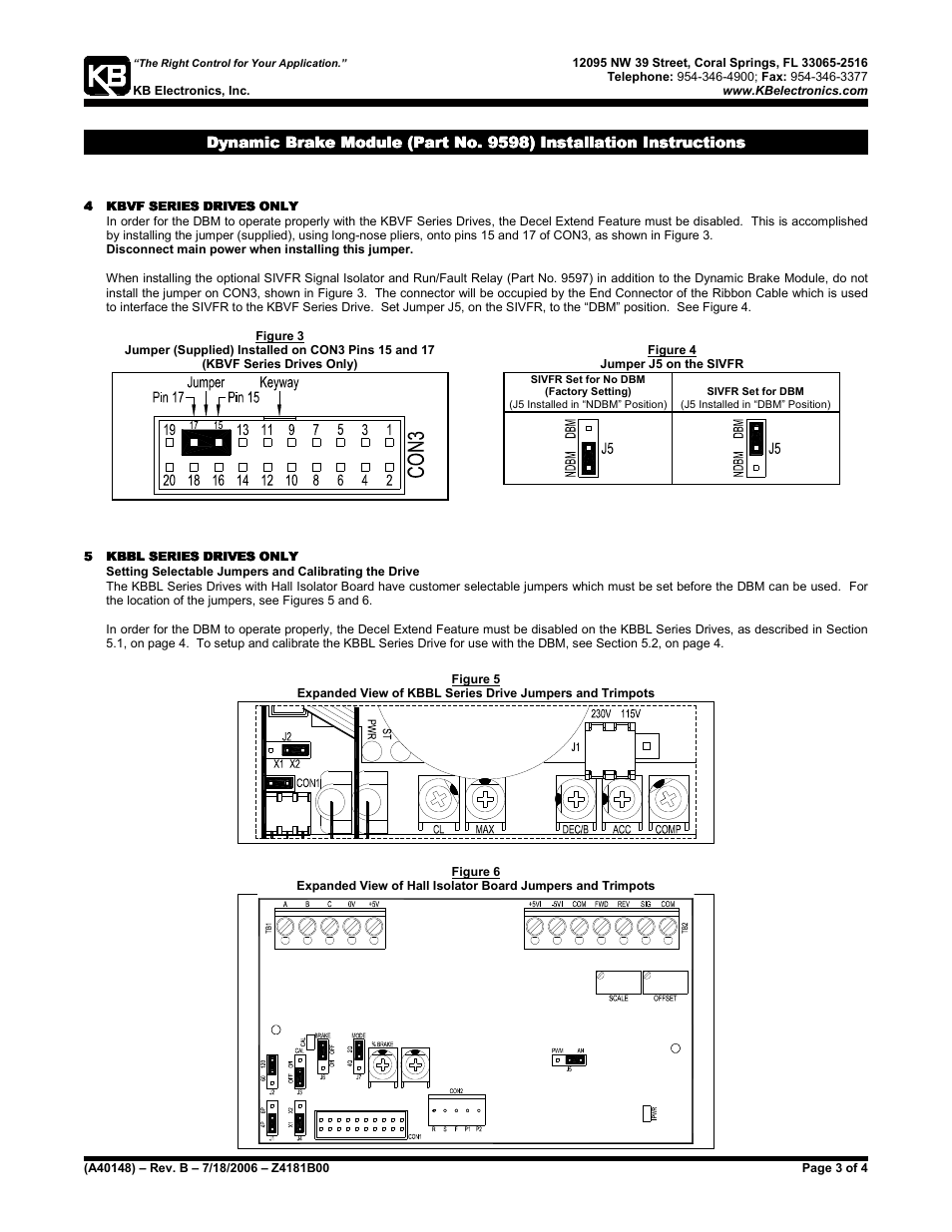 KB Electronics DBM Dynamic Braking Module for Single Phase Input Models User Manual | Page 3 / 4