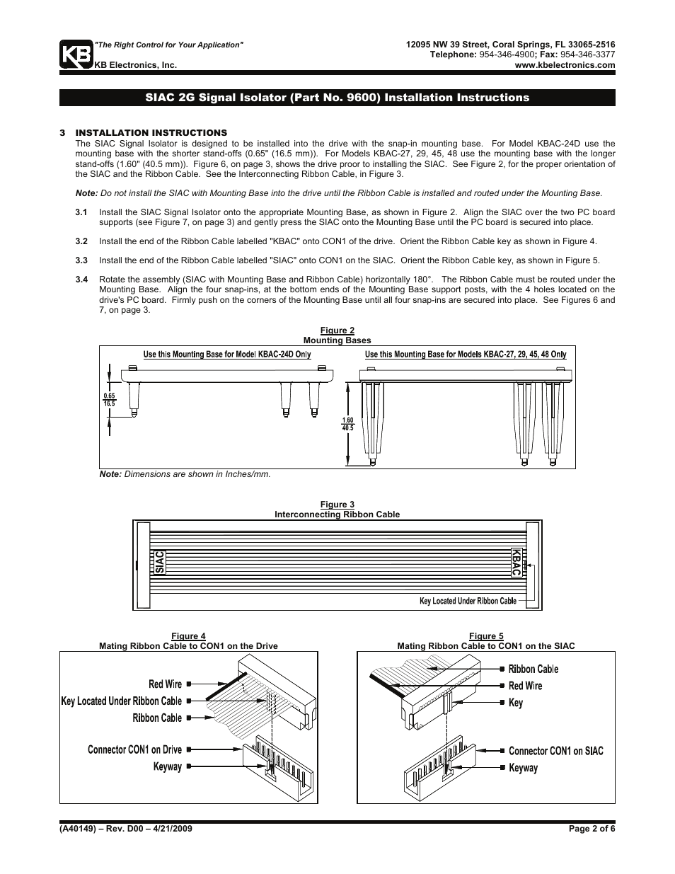 KB Electronics SIAC, Signal Isolator, installs inside all KBAC Controls User Manual | Page 2 / 6