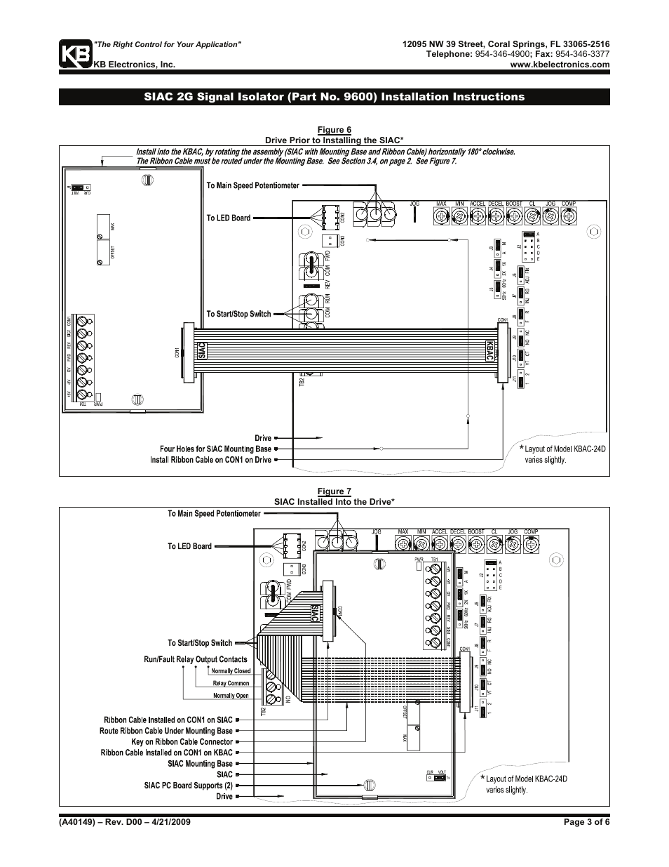 KB Electronics SIAC, Signal Isolator, installs inside all KBAC Controls User Manual | Page 3 / 6