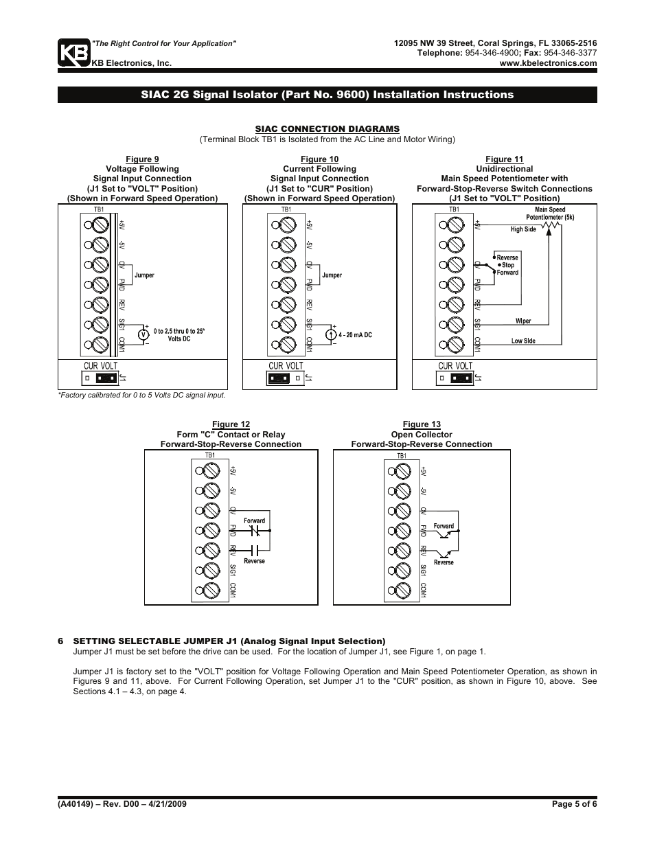 KB Electronics SIAC, Signal Isolator, installs inside all KBAC Controls User Manual | Page 5 / 6