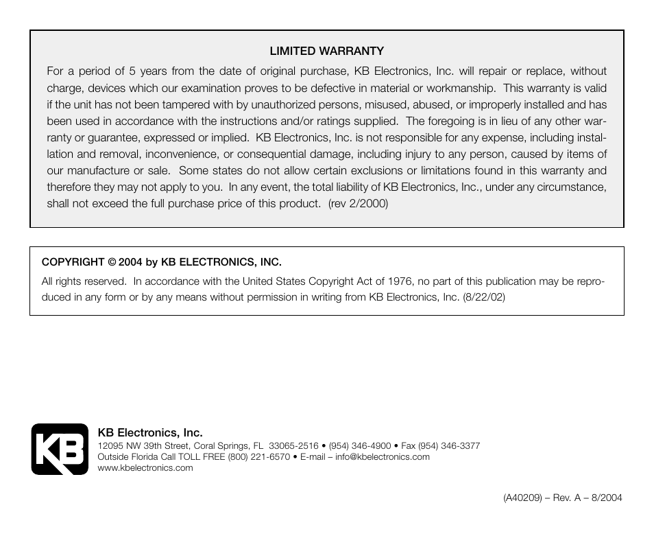 KB Electronics KBMM-225D User Manual | Page 32 / 32