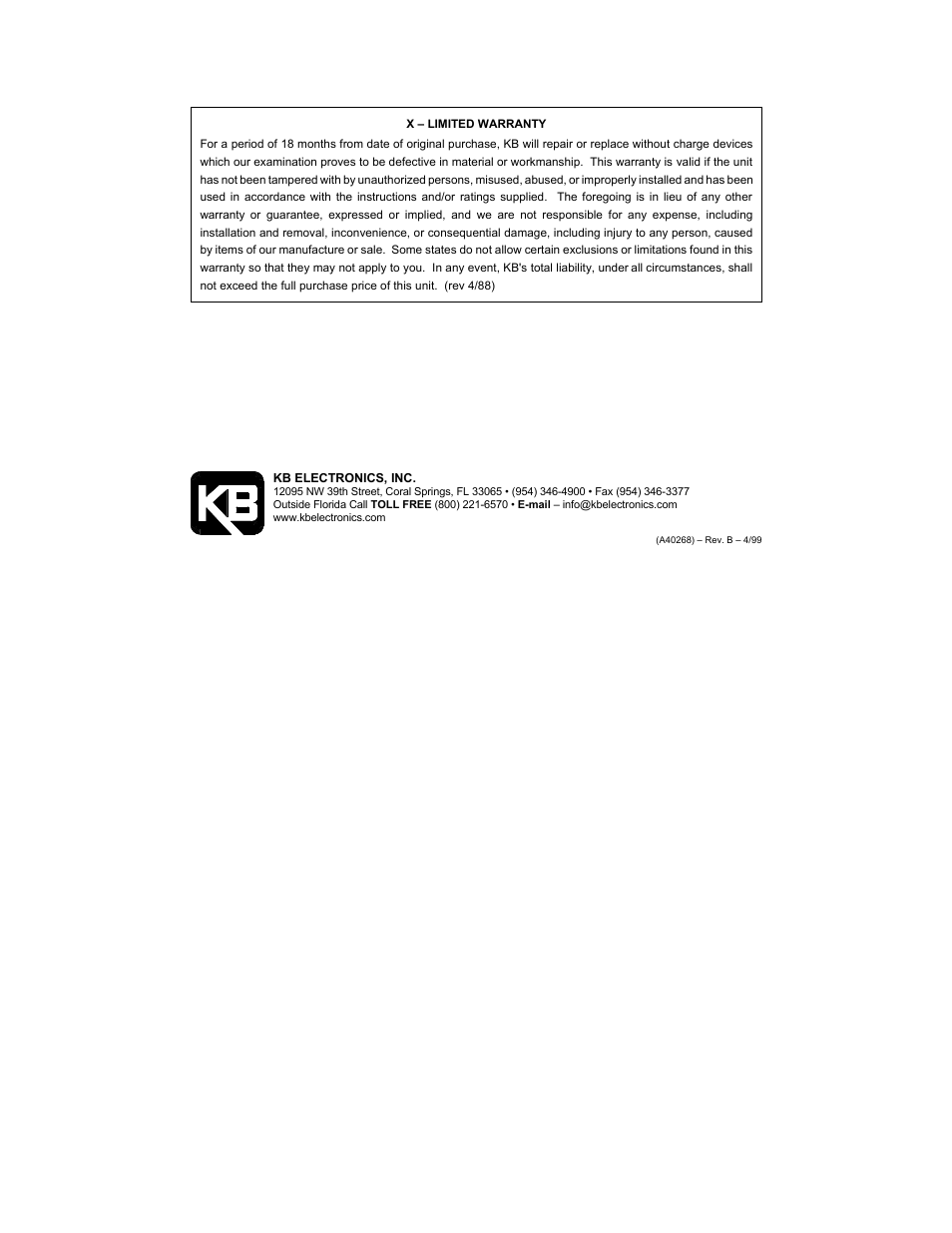 KB Electronics KBWD-15 User Manual | Page 8 / 9