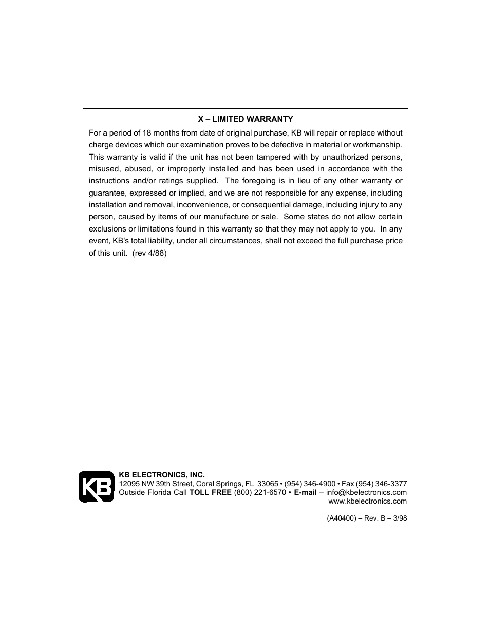 KB Electronics KBPC-240D User Manual | Page 22 / 22