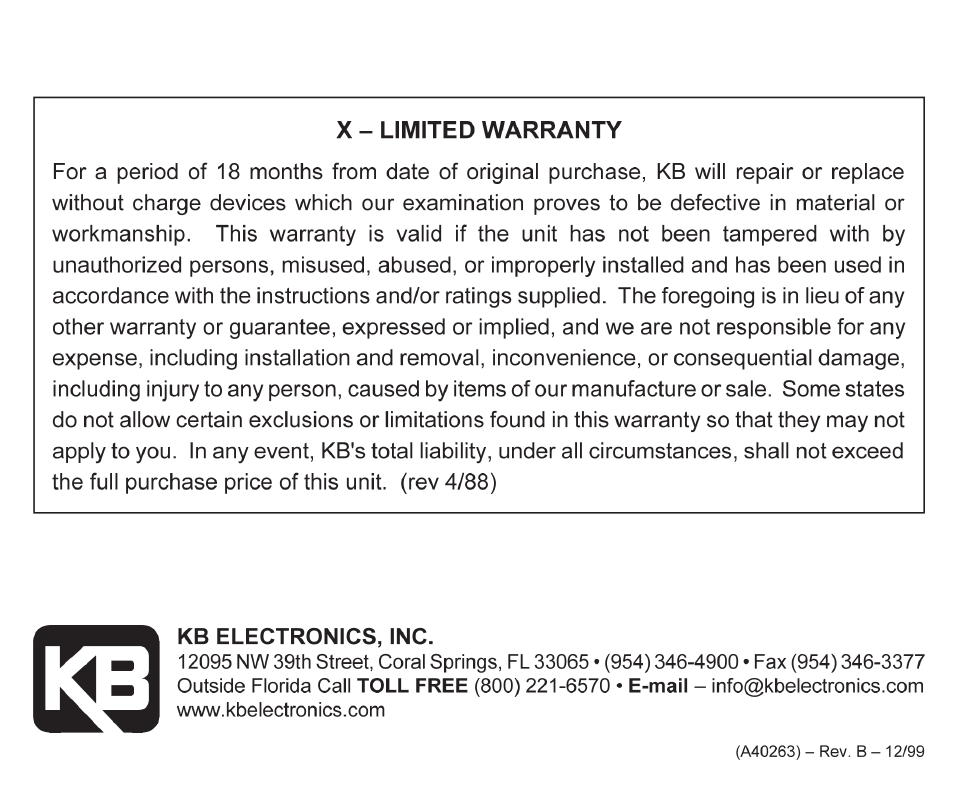 KB Electronics KBMG-212D User Manual | Page 36 / 36