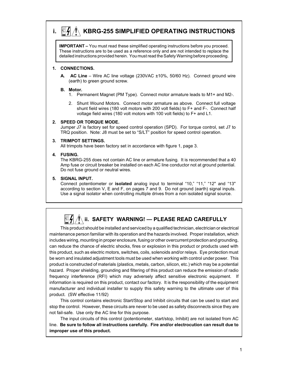 I. kbrg-255 simplified operating instructions | KB Electronics KBRG-255 User Manual | Page 5 / 18