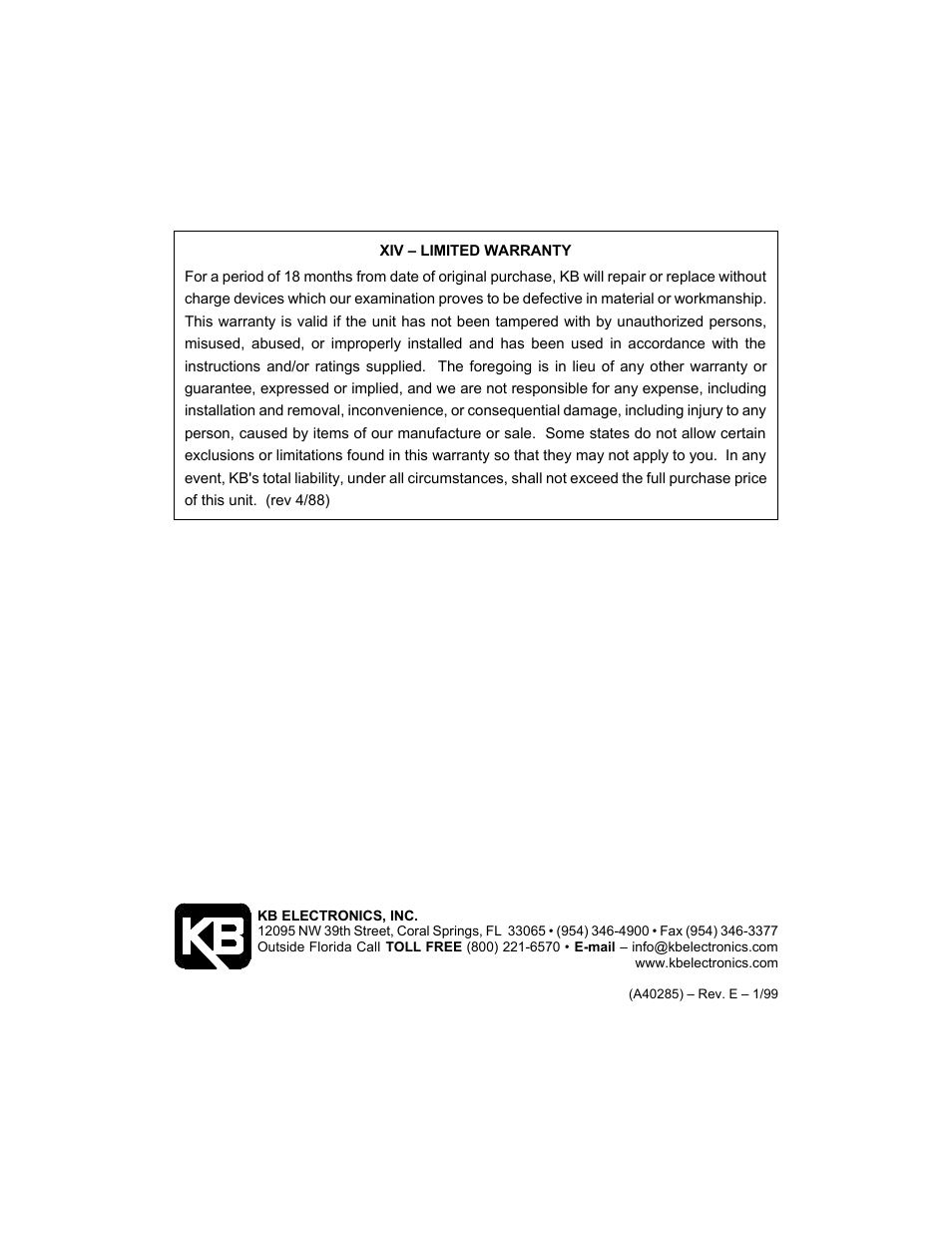 KB Electronics KBPI-240DR User Manual | Page 24 / 24