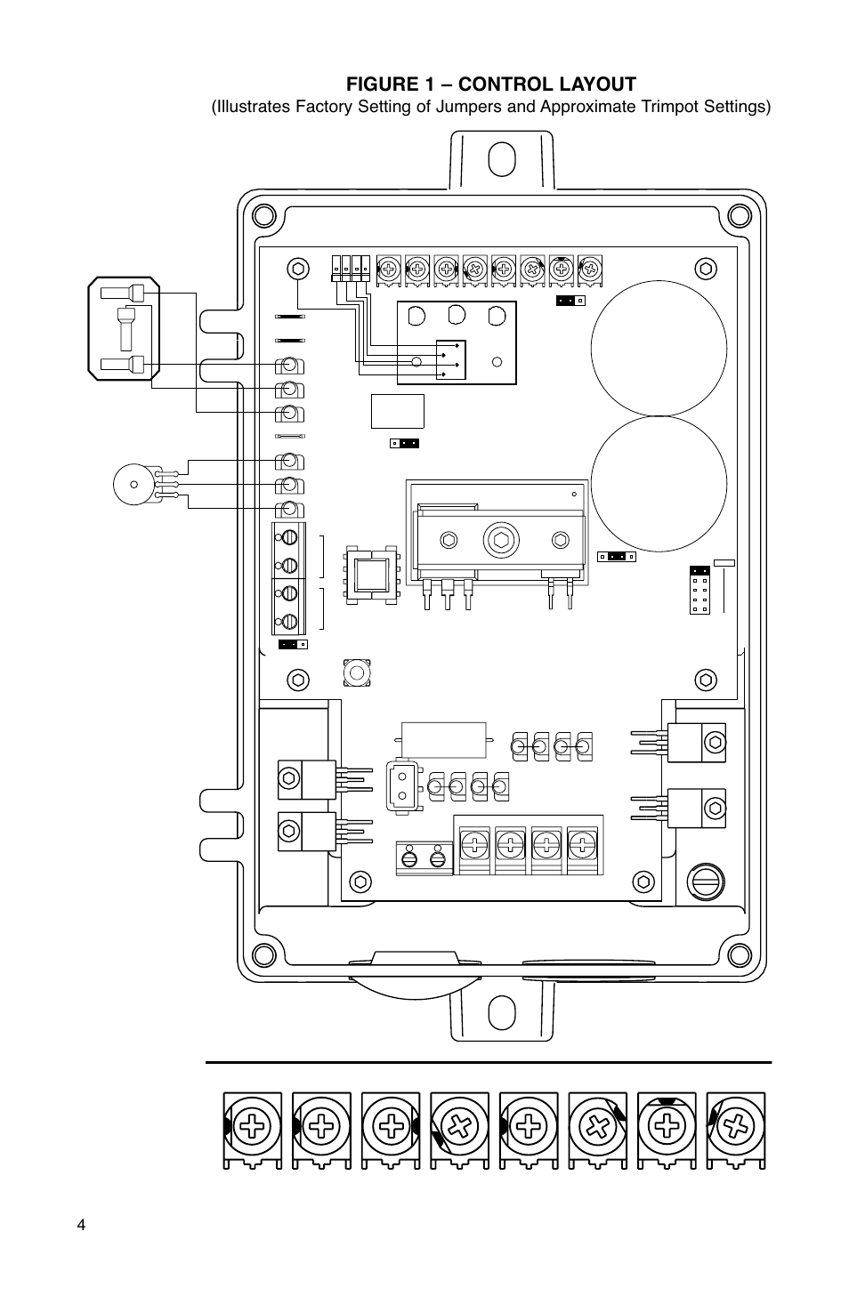 Enlarged view of trimpots, Figure 1 – control layout, Accel decel max min jog cl tcl ir | KB Electronics KBPW-240D User Manual | Page 7 / 19