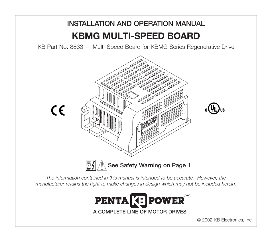 KB Electronics Multi Speed Board User Manual | 16 pages