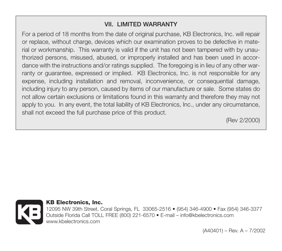 KB Electronics Multi Speed Board User Manual | Page 16 / 16