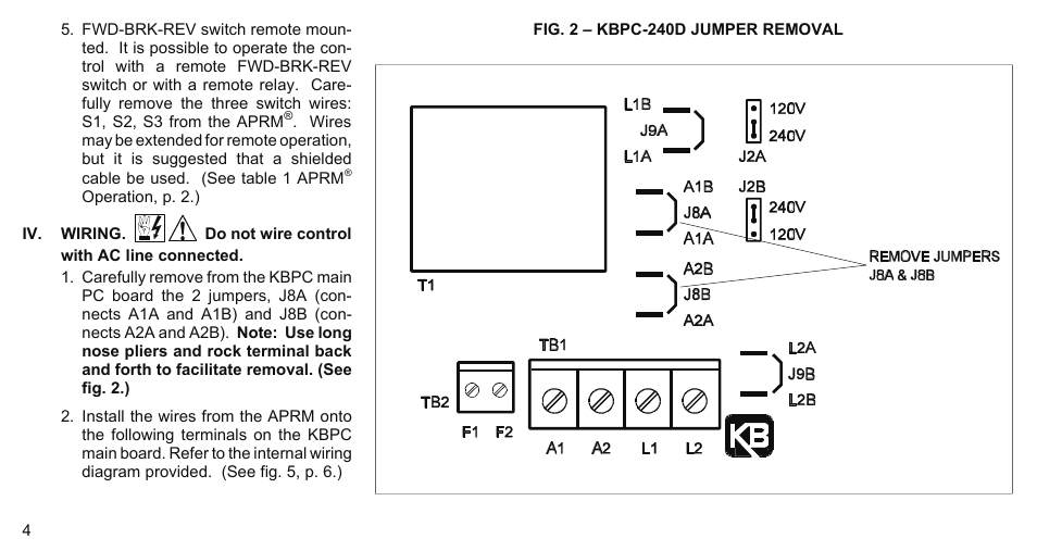 KB Electronics Anti Plug Reversing Module (APRM-PC) w/Switch Kit (for Model 240D Only) User Manual | Page 10 / 14