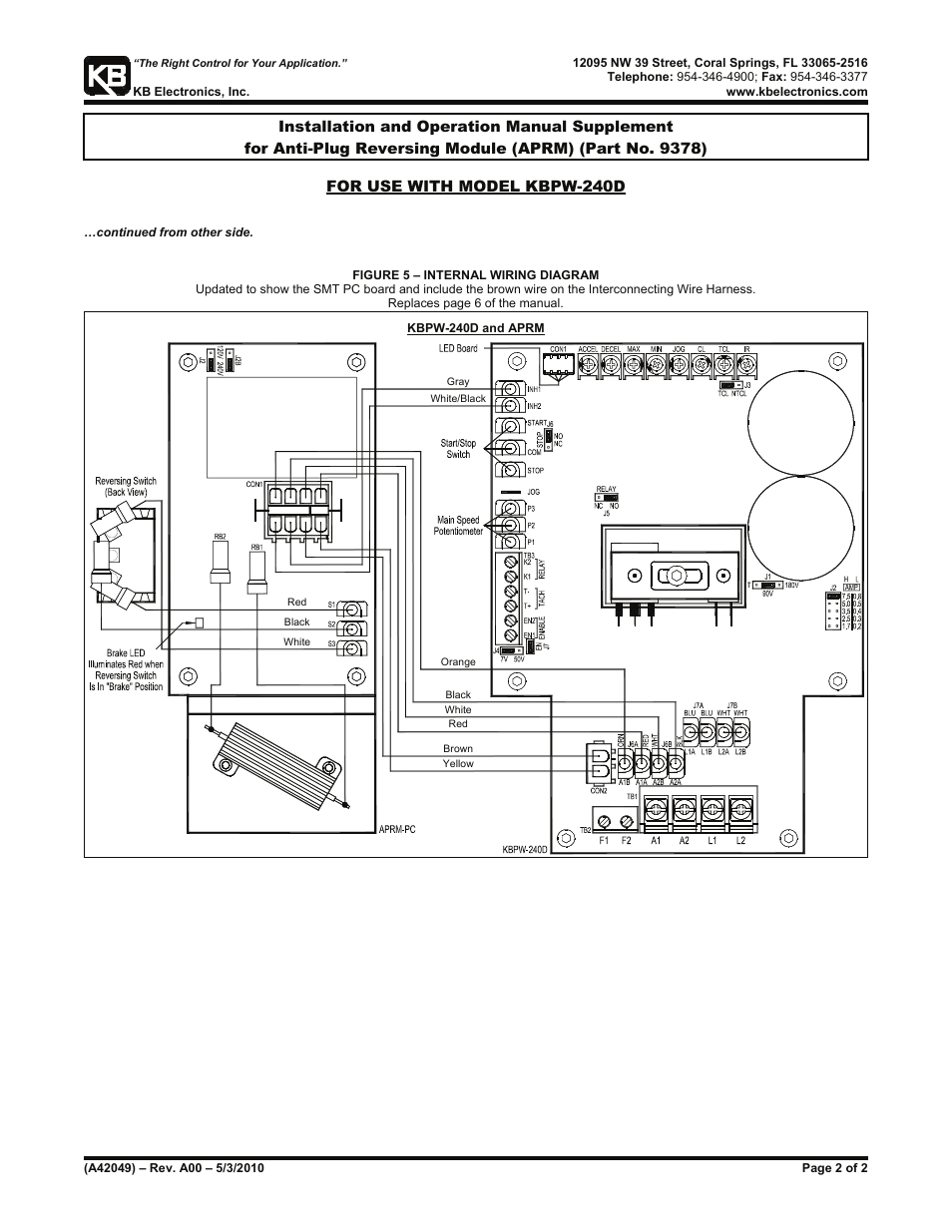 For use with model kbpw-240d | KB Electronics Anti Plug Reversing Module (APRM-PC) w/Switch Kit (for Model 240D Only) User Manual | Page 4 / 14