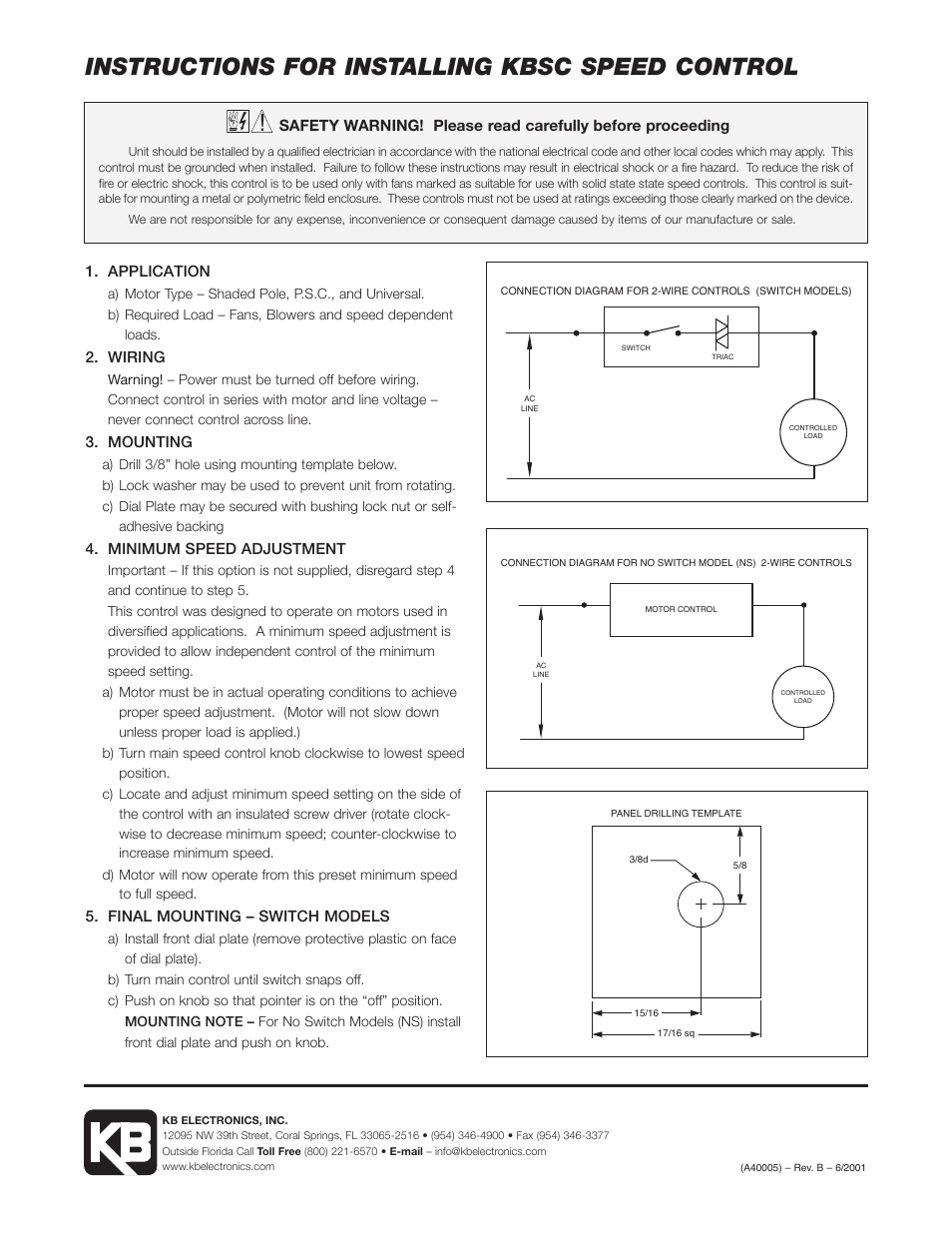 KB Electronics KBSC-24FK User Manual | 1 page