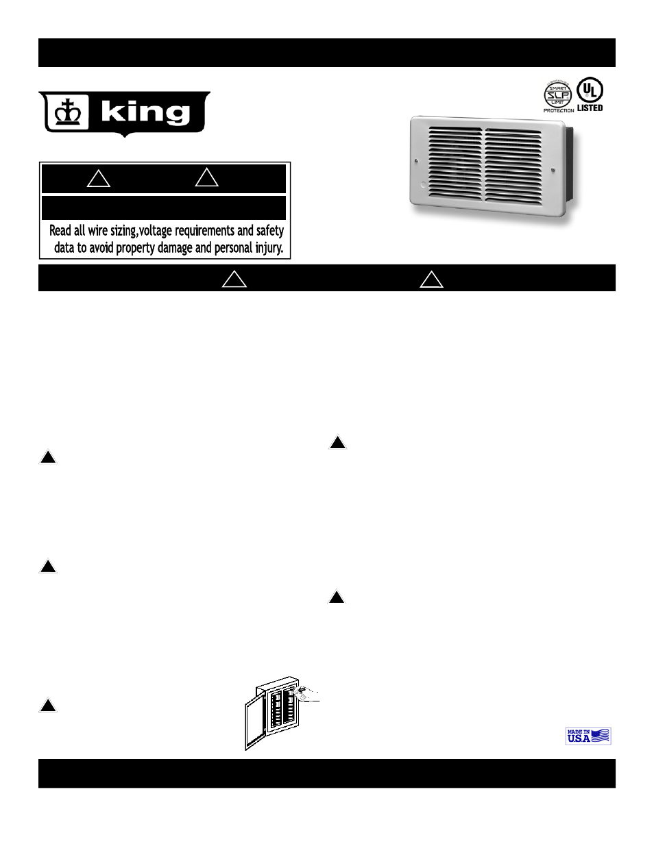 King Electric Model PAW User Manual | 4 pages
