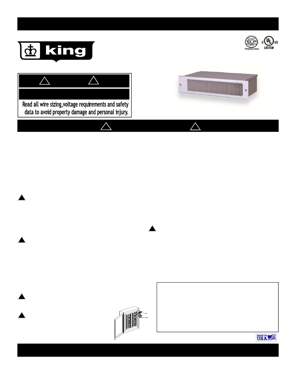 King Electric Model KT User Manual | 4 pages