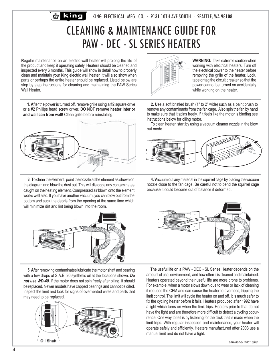 King Electric Model PAW-SS User Manual | Page 4 / 5
