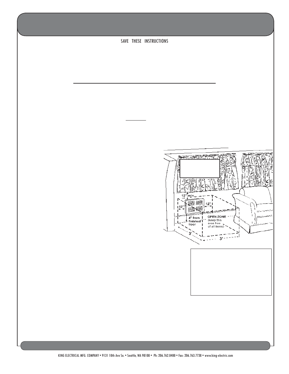 King Electric Model LPWC User Manual | 2 pages