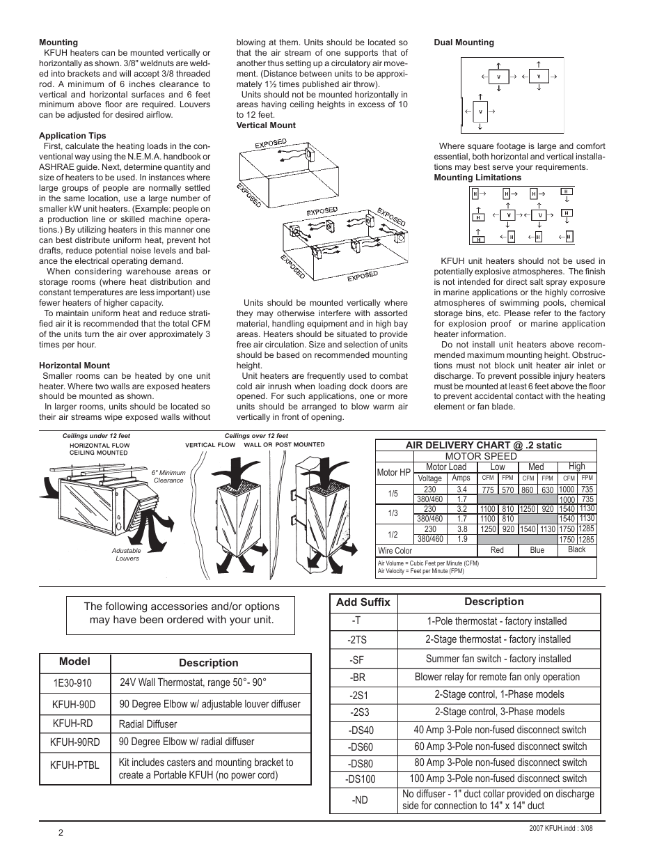 King Electric Model KFUH User Manual | Page 2 / 4