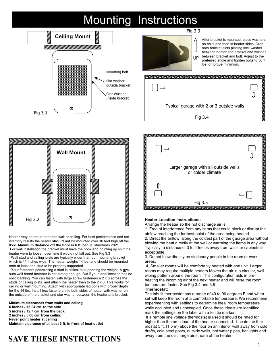 Mounting instructions, Save these instructions | King Electric Model EKB User Manual | Page 3 / 4