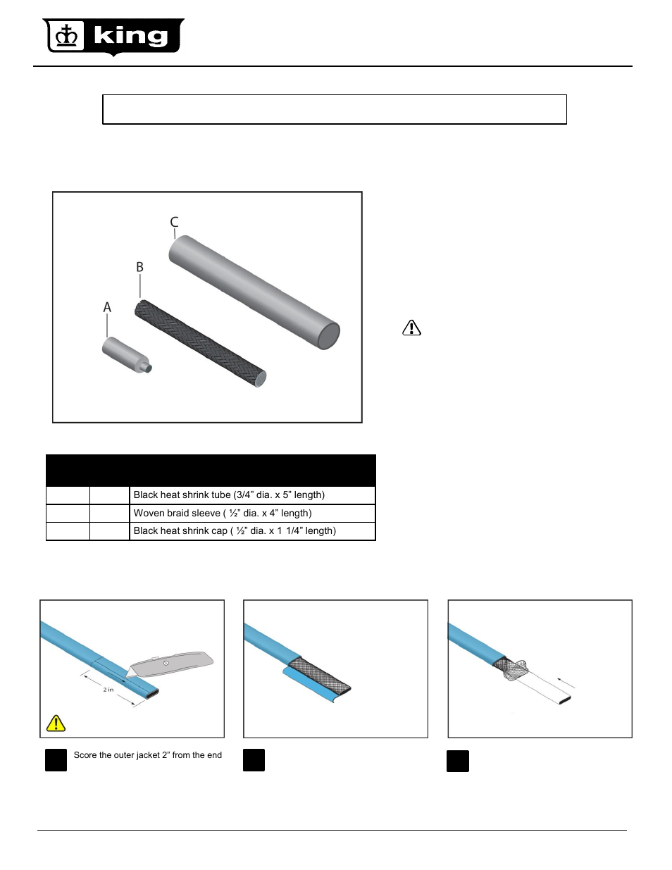 End seal kit, Important: save these instructions | King Electric SRK02 connection kit User Manual | Page 6 / 7