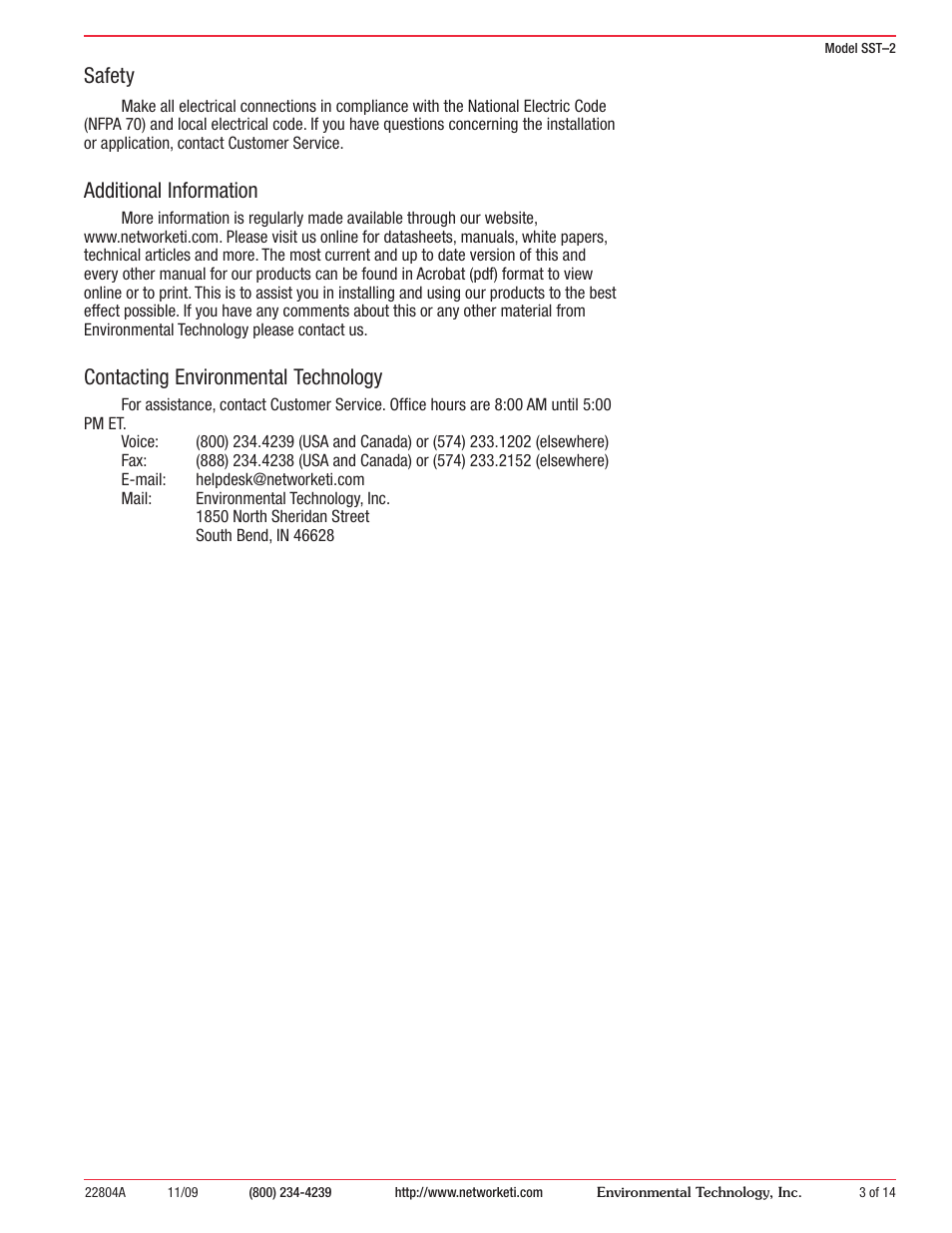 Safety, Additional information, Contacting environmental technology | King Electric SST 2 User Manual | Page 3 / 14