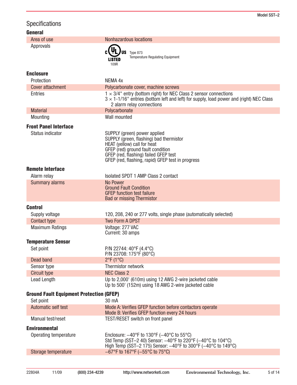 Specifications | King Electric SST 2 User Manual | Page 5 / 14