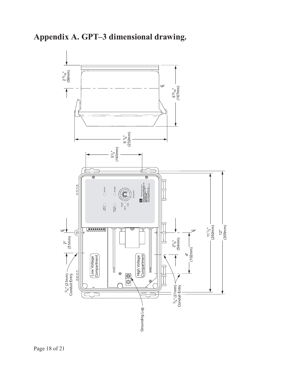 Appendix a. gpt–3 dimensional drawing, Page 18 of 21 | King Electric GPT 3 User Manual | Page 18 / 21