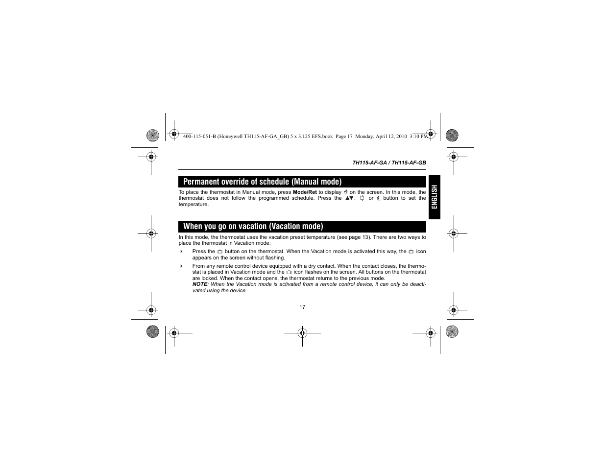 King Electric TH115-AF-GA Electronic Programmable User Manual | Page 19 / 76