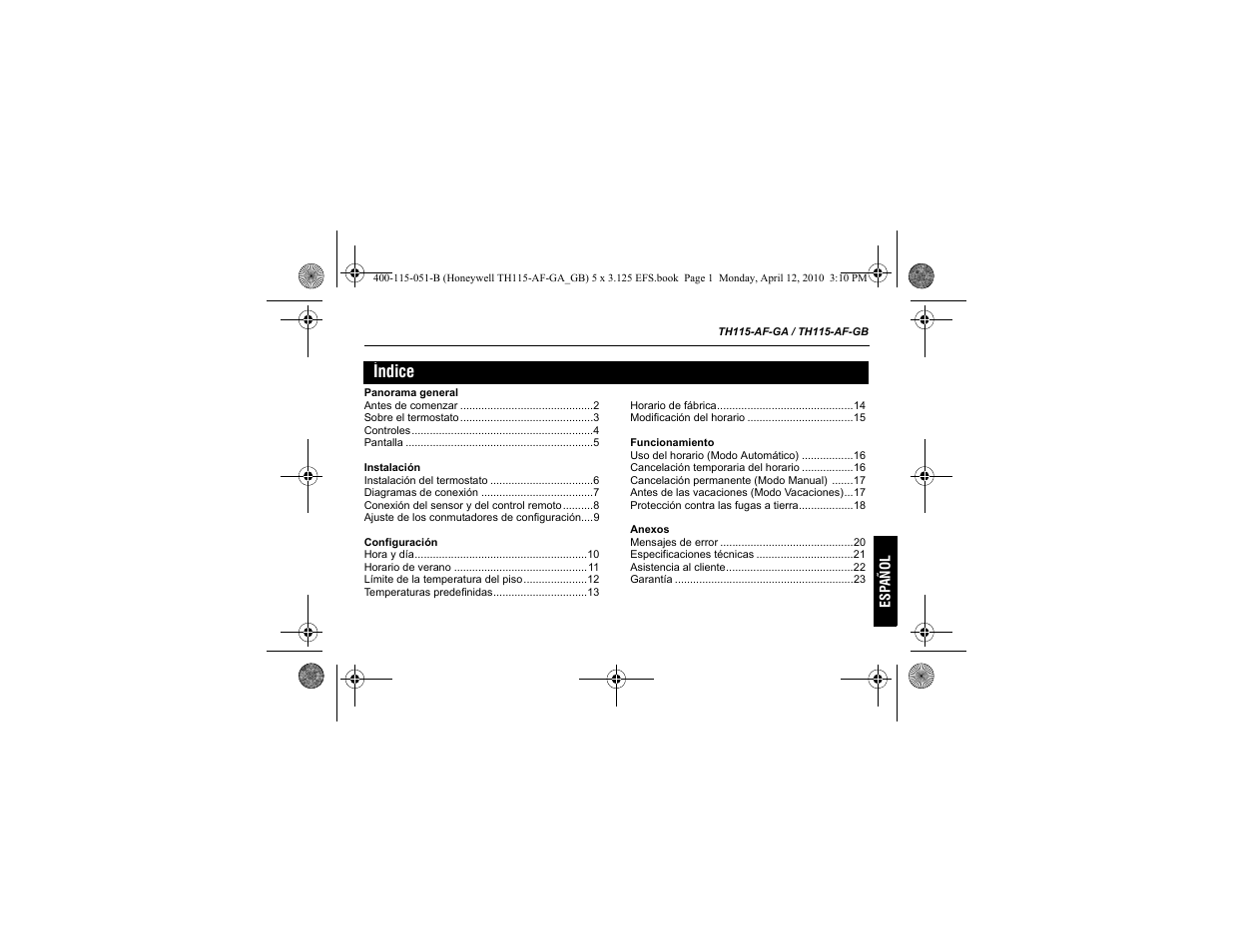 Índice | King Electric TH115-AF-GA Electronic Programmable User Manual | Page 51 / 76