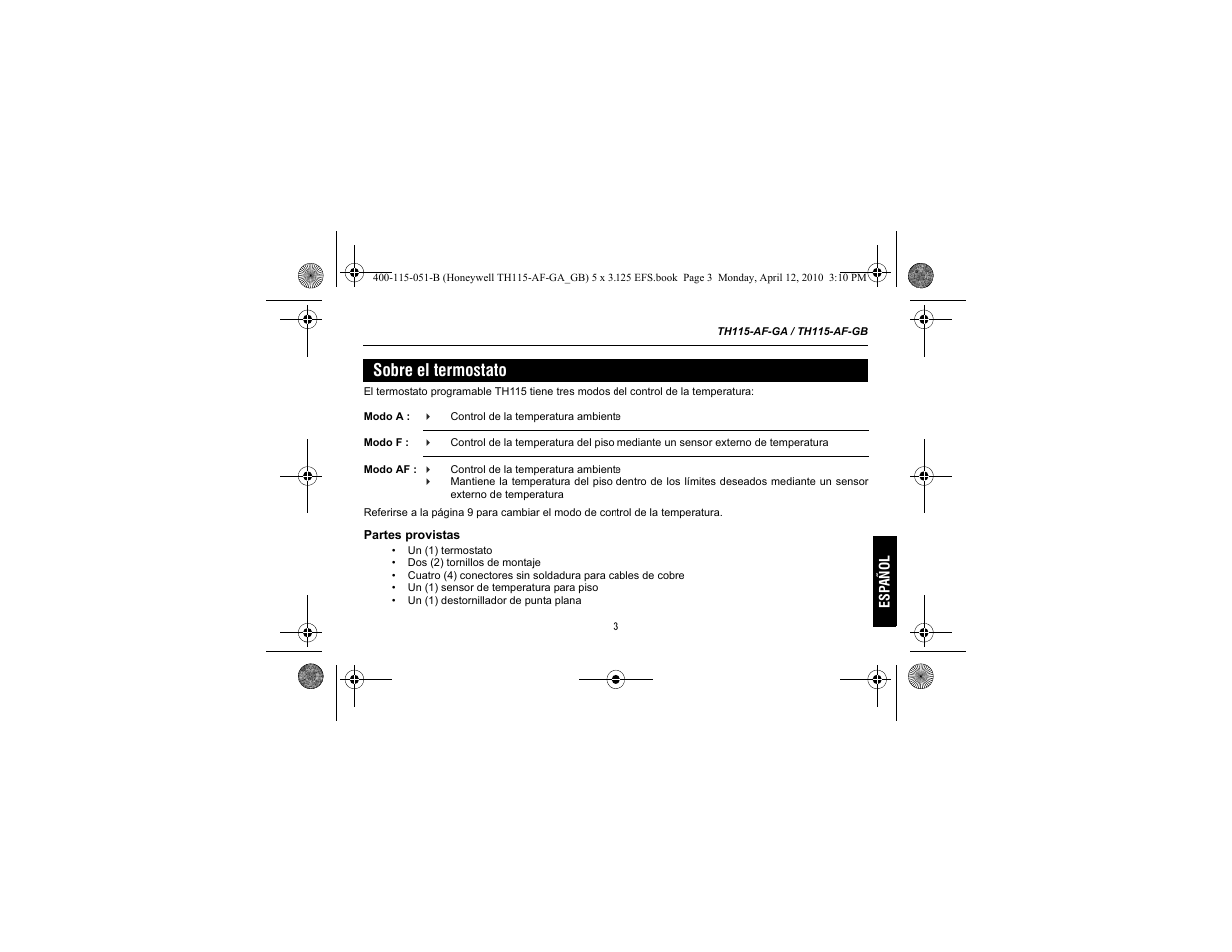 Sobre el termostato | King Electric TH115-AF-GA Electronic Programmable User Manual | Page 53 / 76