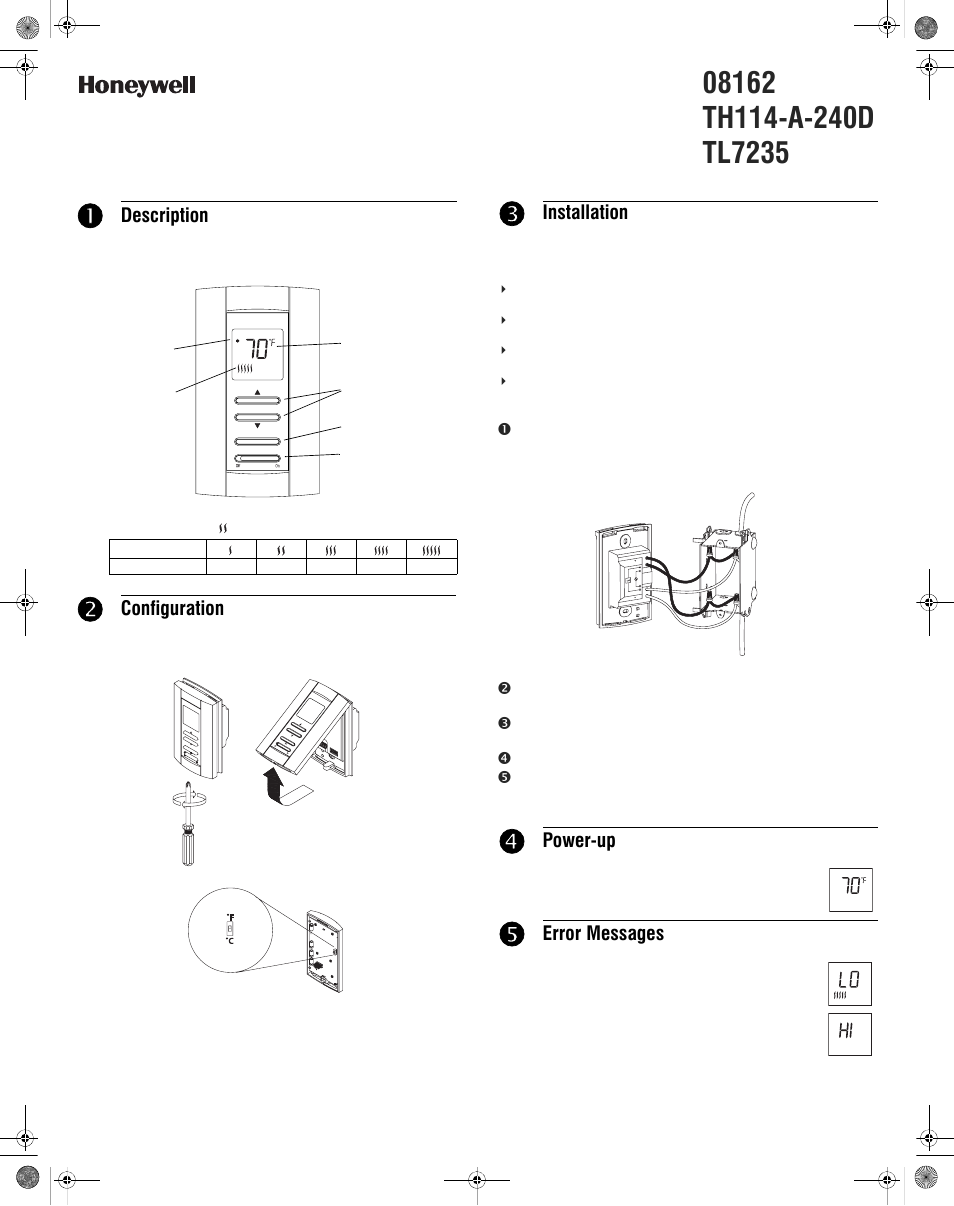 King Electric TH114-AF-GA Electronic Non-Progrm User Manual | 2 pages