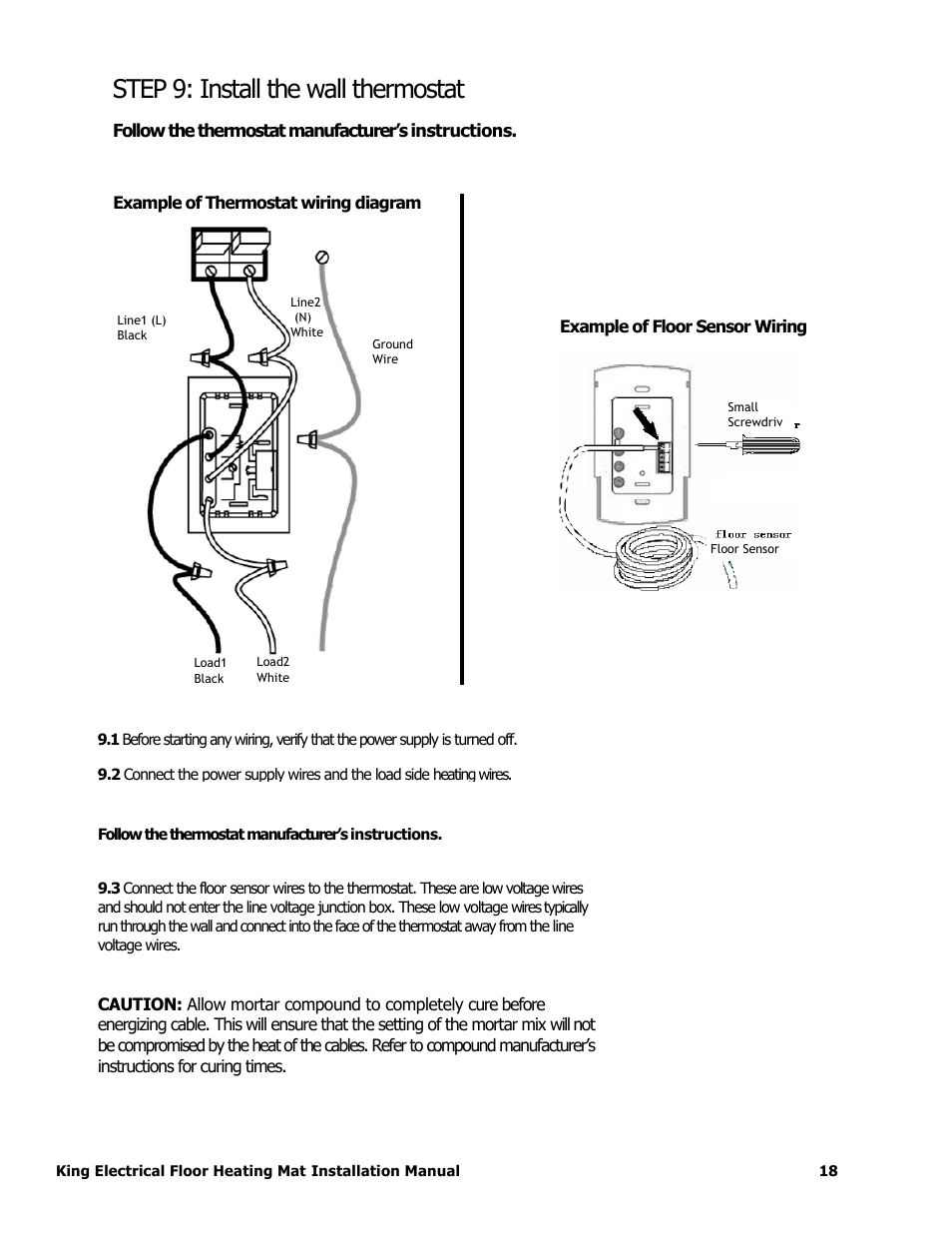 Step 9: install the wall thermostat | King Electric FCM Floor Mat User Manual | Page 18 / 19