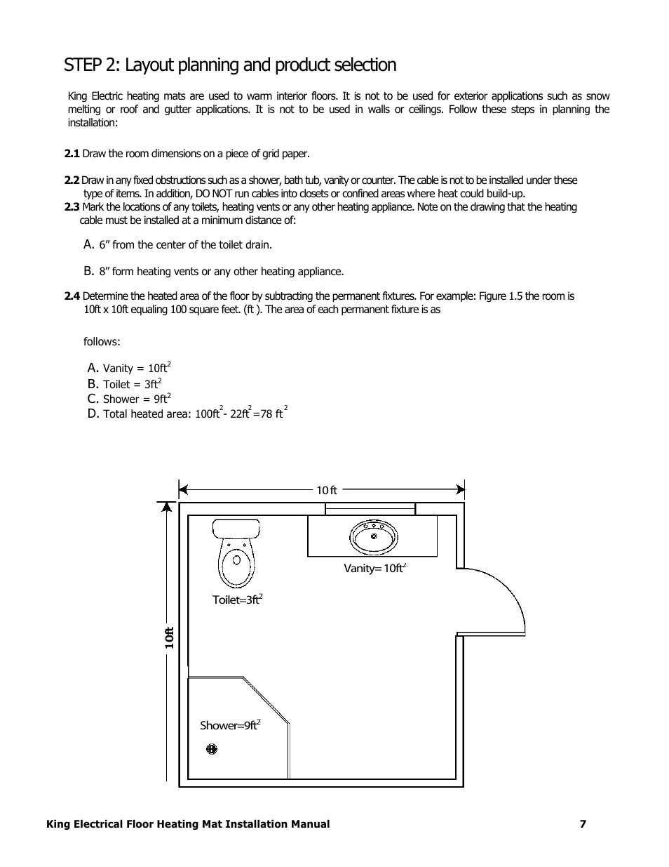 Step 2: layout planning and product selection | King Electric FCM Floor Mat User Manual | Page 7 / 19