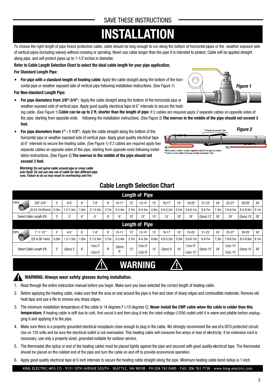 King Electric CWP User Manual | Page 2 / 4