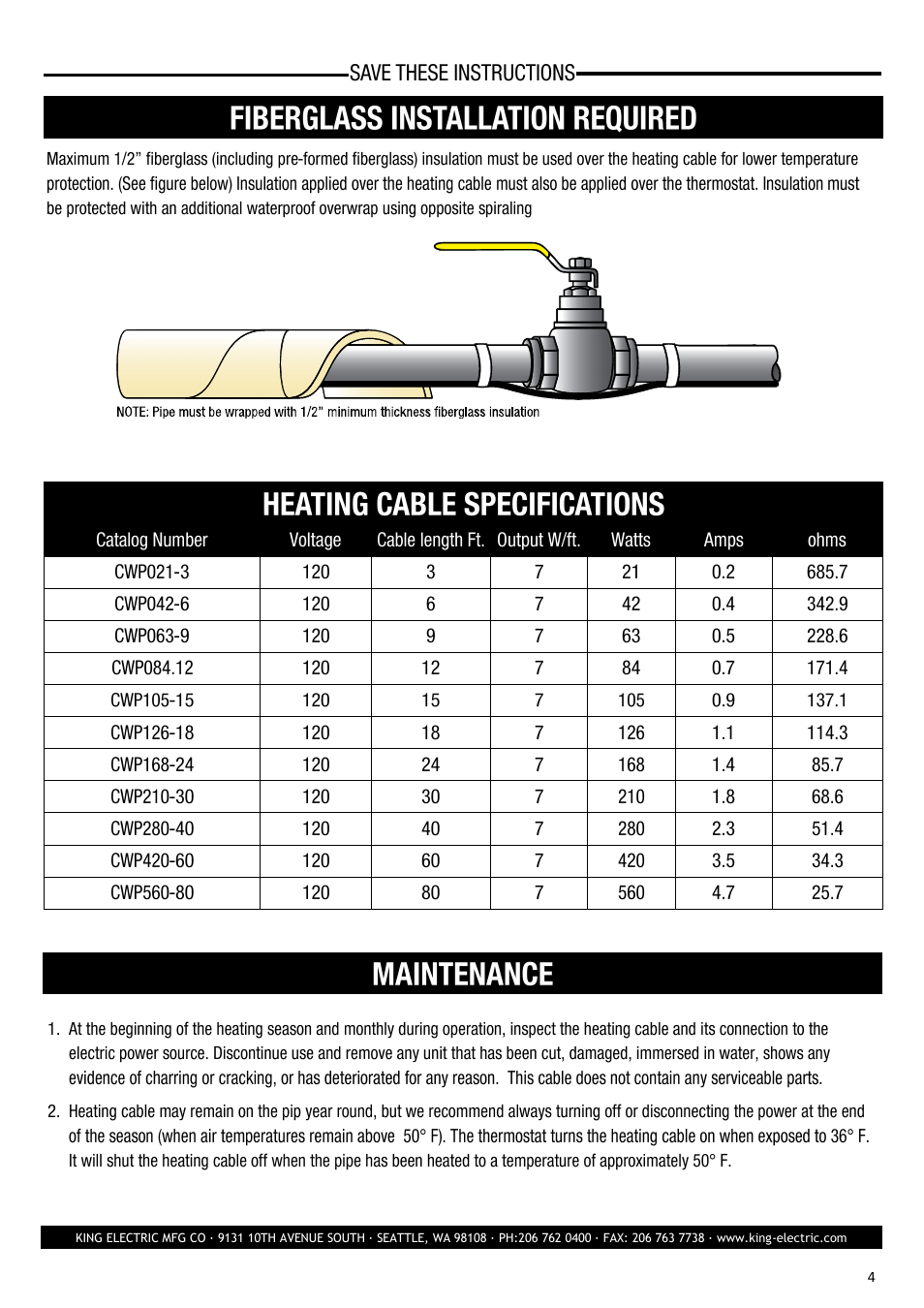King Electric CWP User Manual | Page 4 / 4