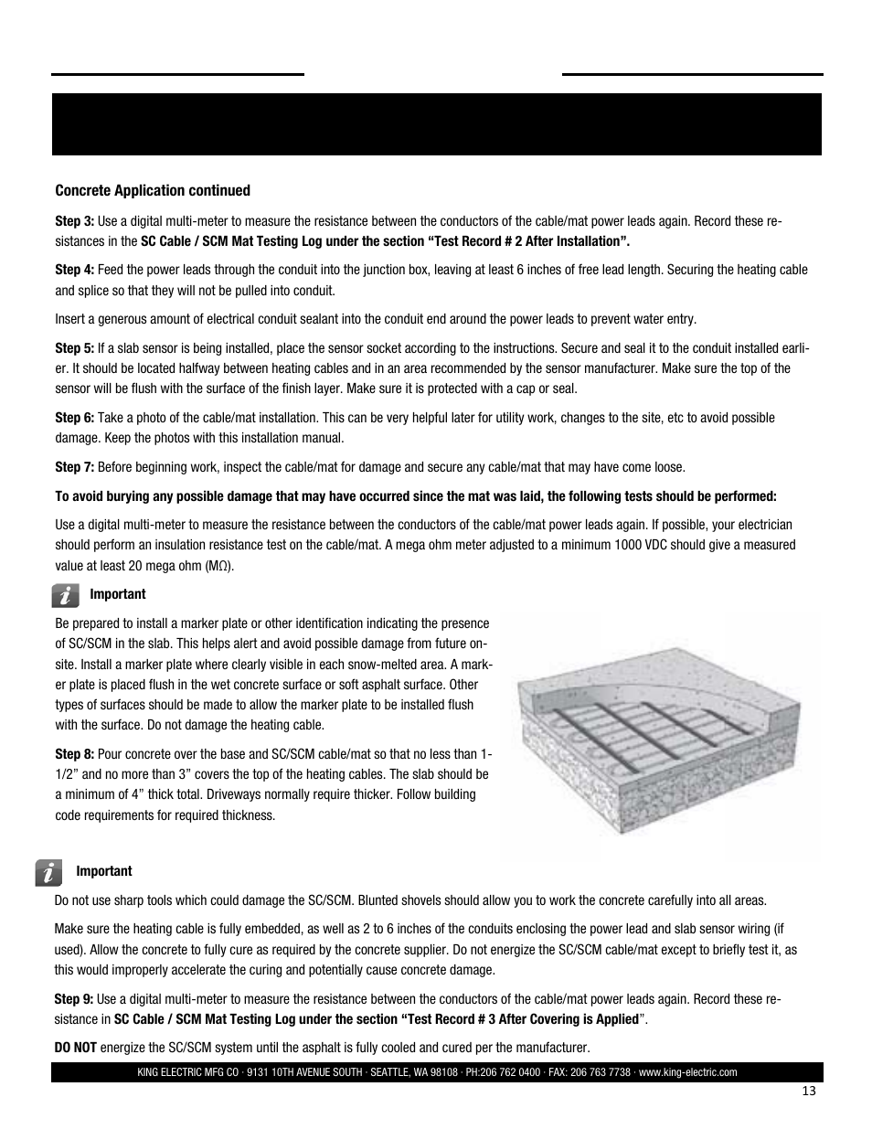 Installation — concrete, Save these instructions | King Electric SCM User Manual | Page 13 / 20