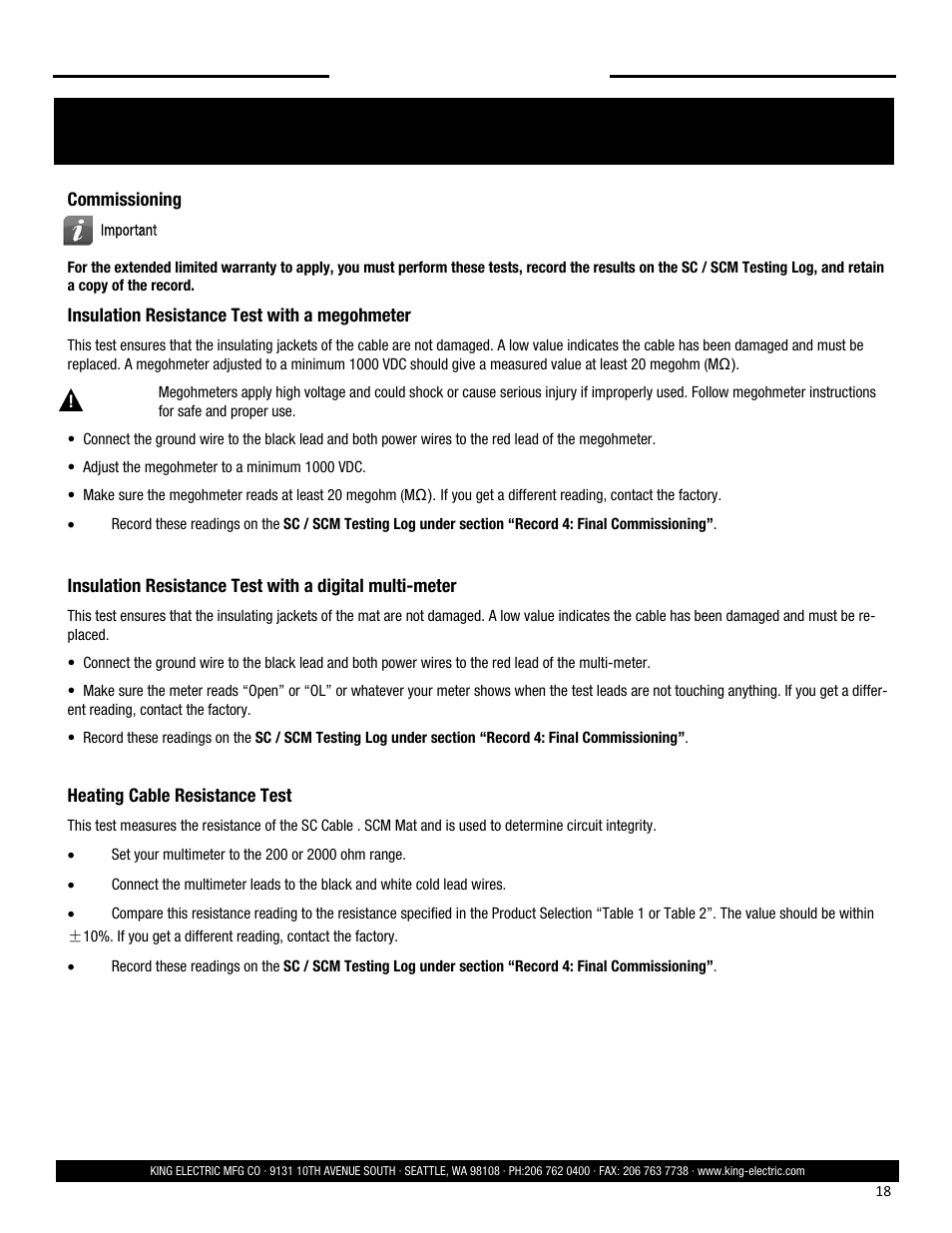 Final commissioning, Save these instructions | King Electric SCM User Manual | Page 18 / 20