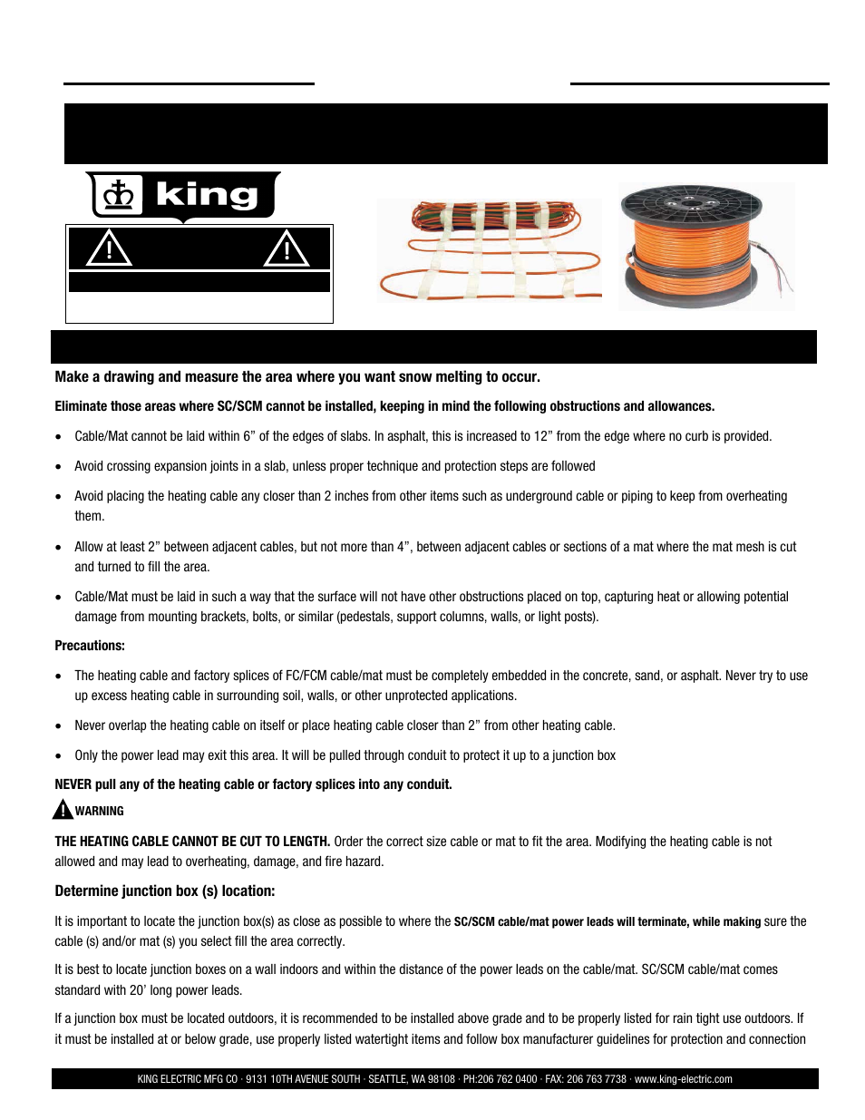 Installation instructions, Danger, Installation | Save these instructions | King Electric SCM User Manual | Page 6 / 20