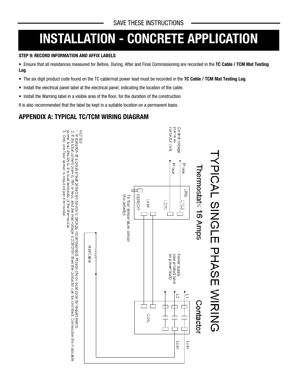 Installation - concrete application | King Electric TCM User Manual | Page 9 / 11