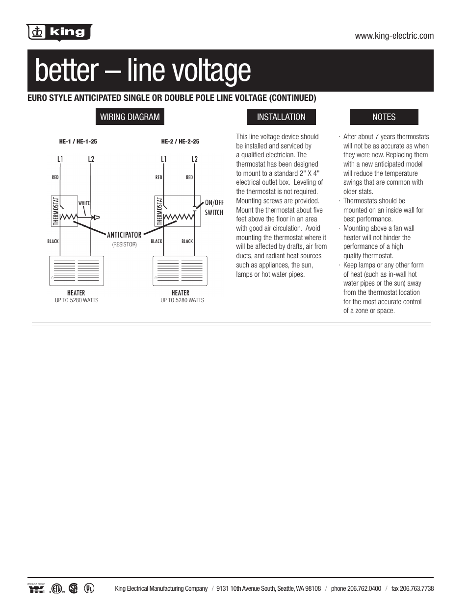 Better – line voltage | King Electric HE Anticipated User Manual | Page 2 / 2