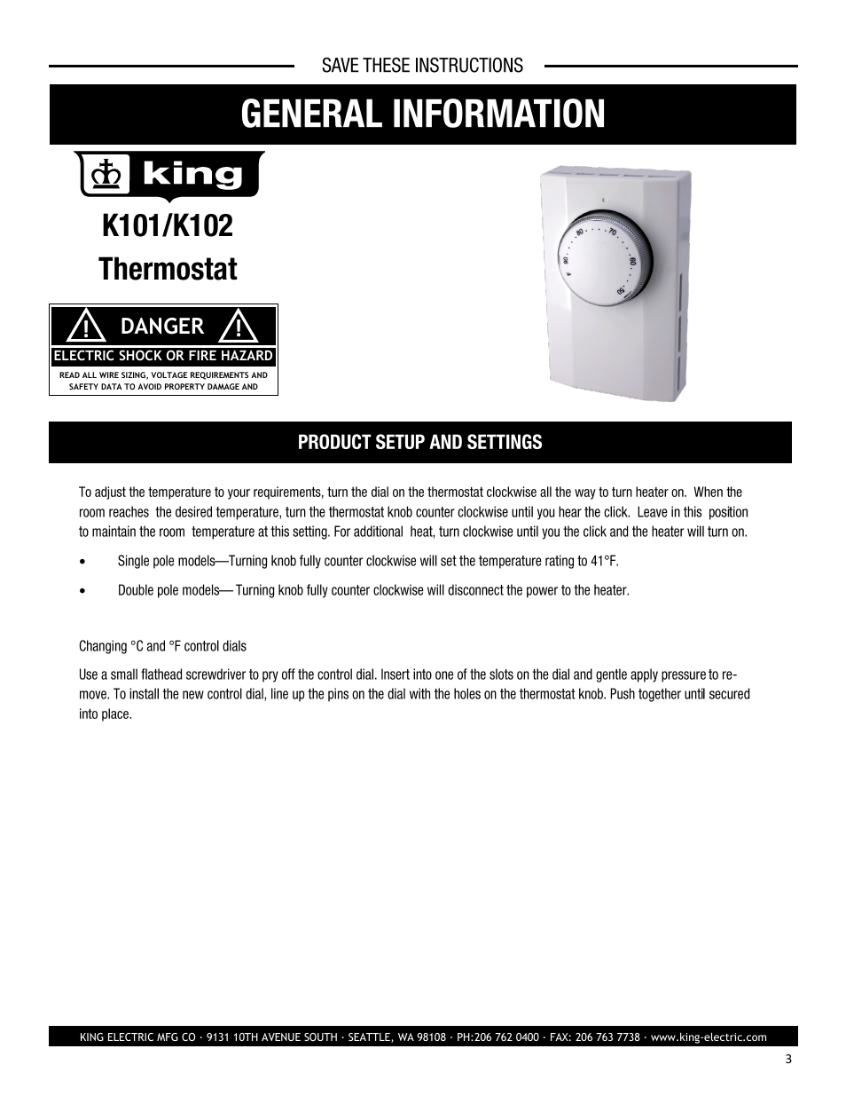 King Electric K102 User Manual | Page 3 / 3