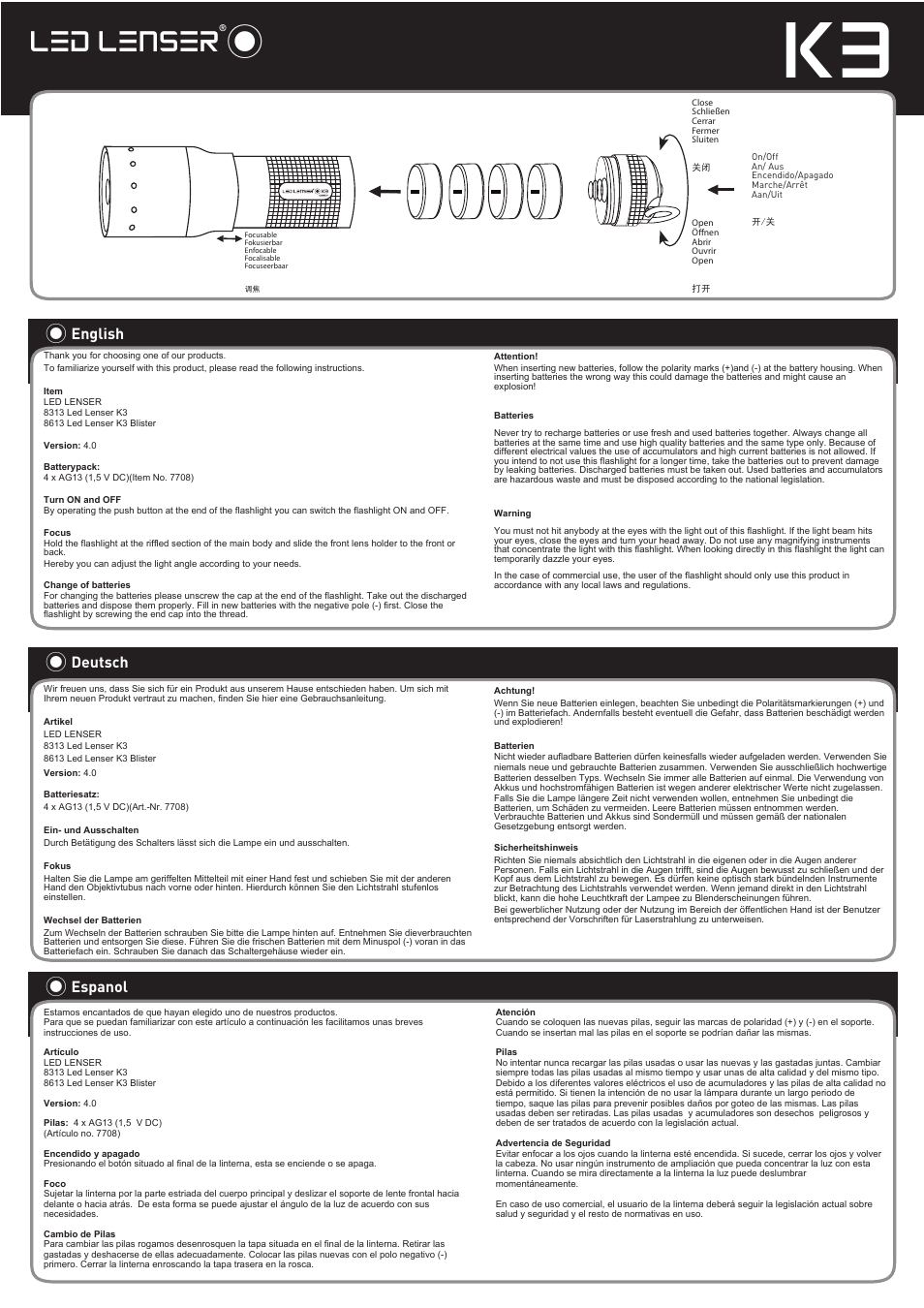 LED LENSER K3 User Manual | 1 page